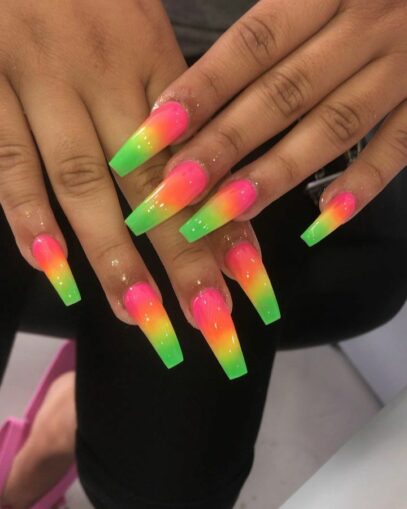 Neon Ombre Nails