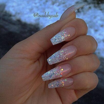 Neutral Glitter Nails