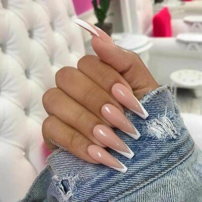 Nude And White Nails