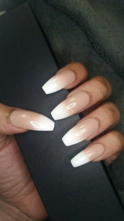 Nude And White Nails