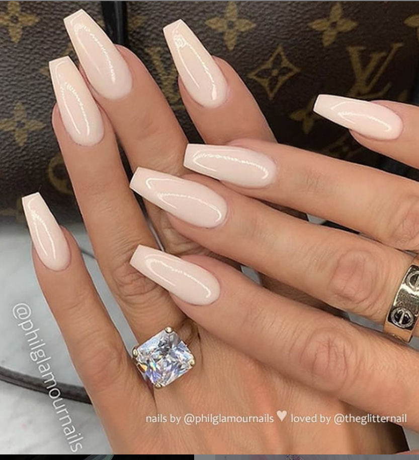 Nude And White Nails