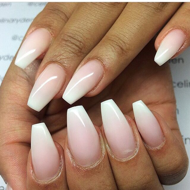 Nude And White Ombre Nails