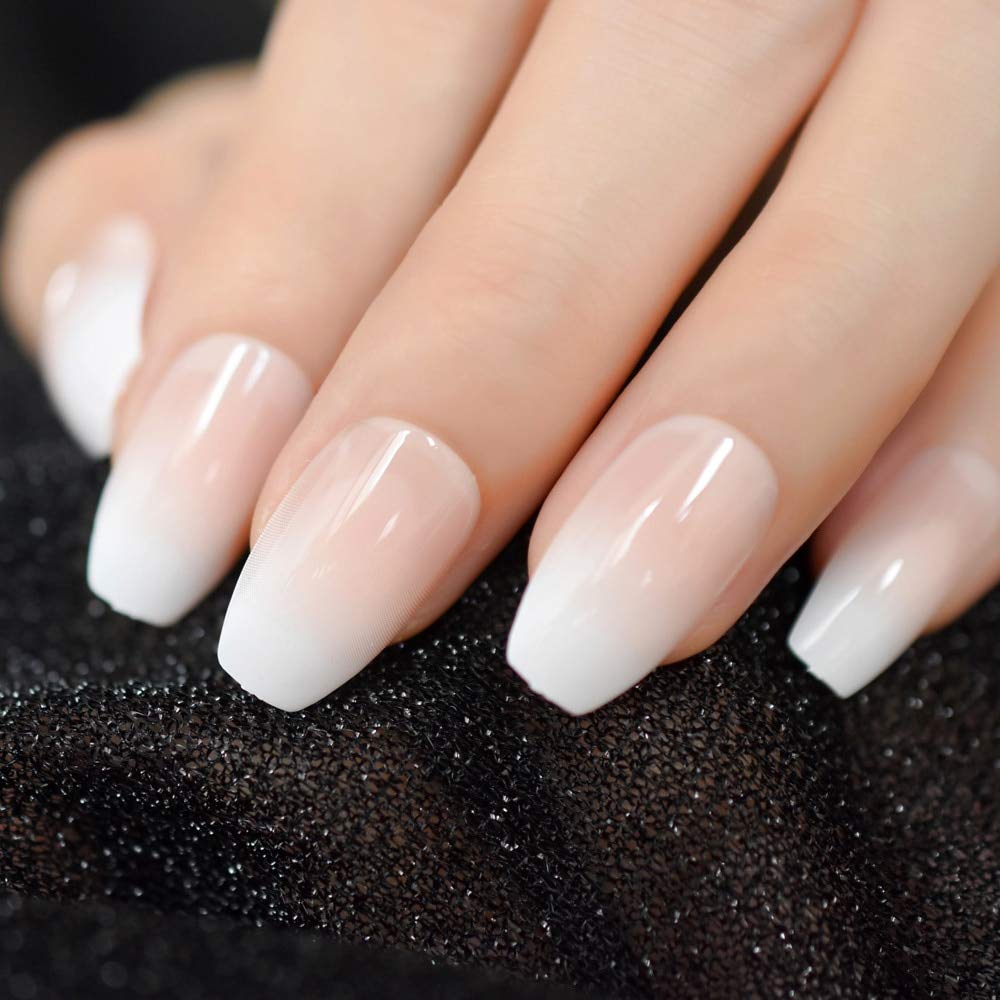 Nude And White Ombre Nails