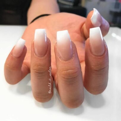 Nude And White Ombre Nails