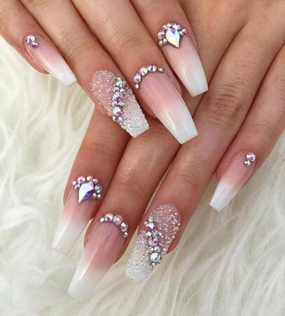 Ombre Nails With Diamonds