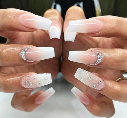 Ombre Nails With Diamonds