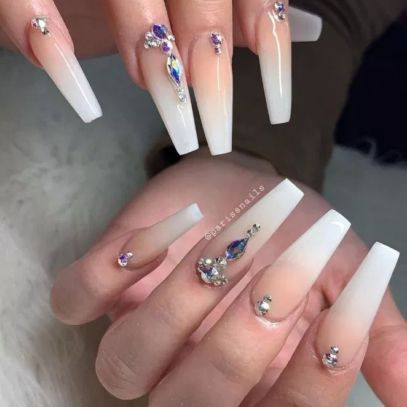 Ombre Nails With Diamonds