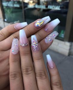 Ombre Nails With Diamonds