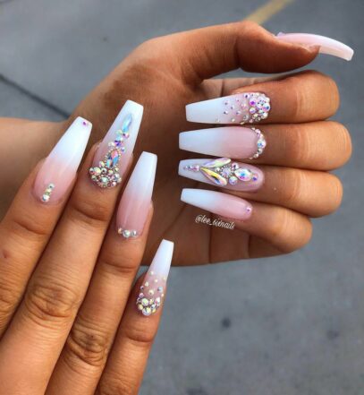 Ombre Nails With Diamonds