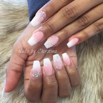 Ombre Nails With Diamonds