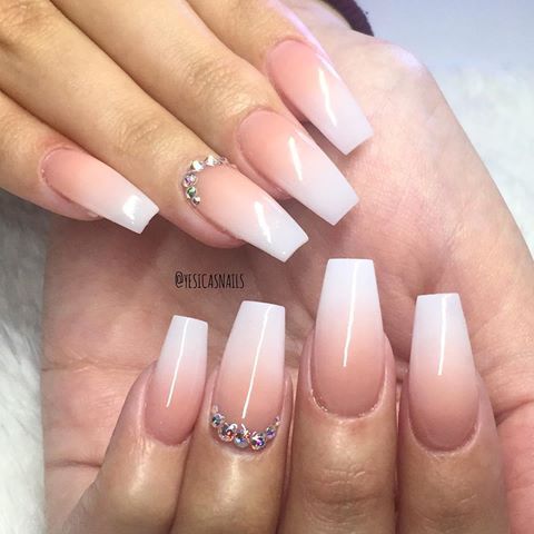 Ombre Nails With Rhinestones