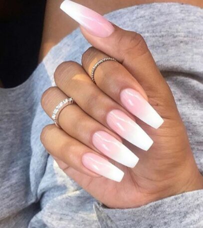 Ombre Pink And White Nails
