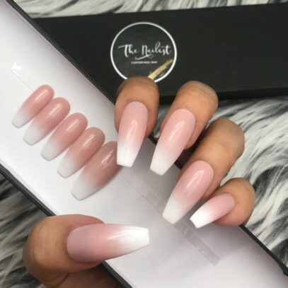 Ombre Pink And White Nails