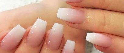 Ombre Pink And White Nails