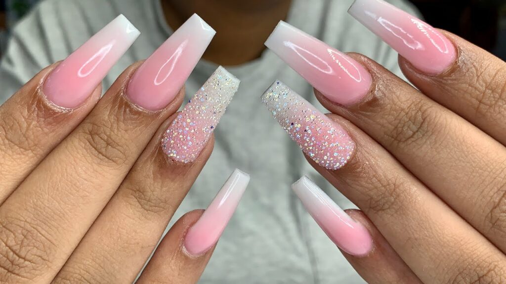 Ombre Pink And White Nails