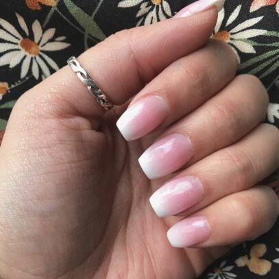 Ombre Pink And White Nails