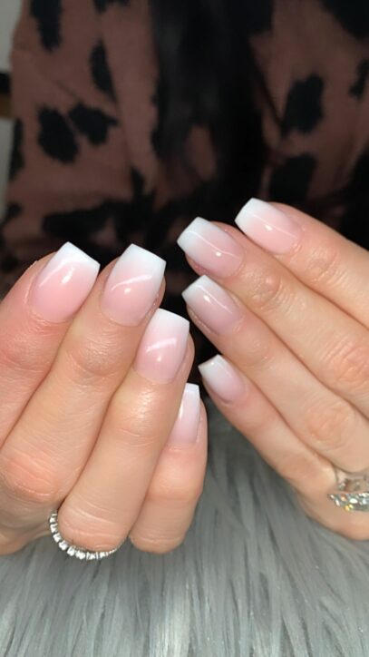 Ombre Pink And White Nails
