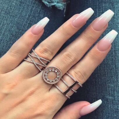 Ombre Pink And White Nails