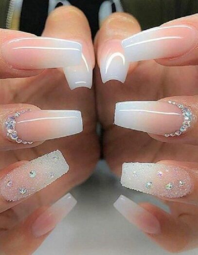 Ombre White Nails