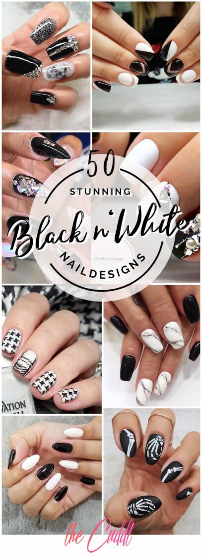 One Hand Black One Hand White Nails