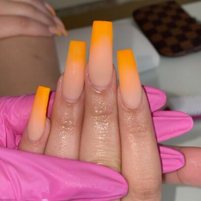 Orange And White Nails