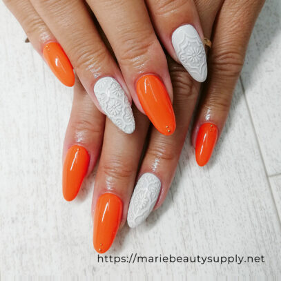 Orange And White Nails