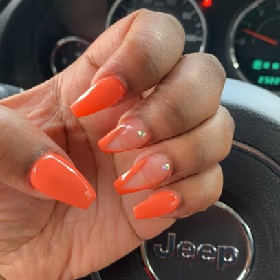 Orange And White Nails
