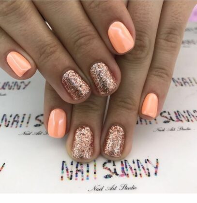 Orange Glitter Nails