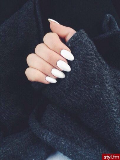 Oval White Nails
