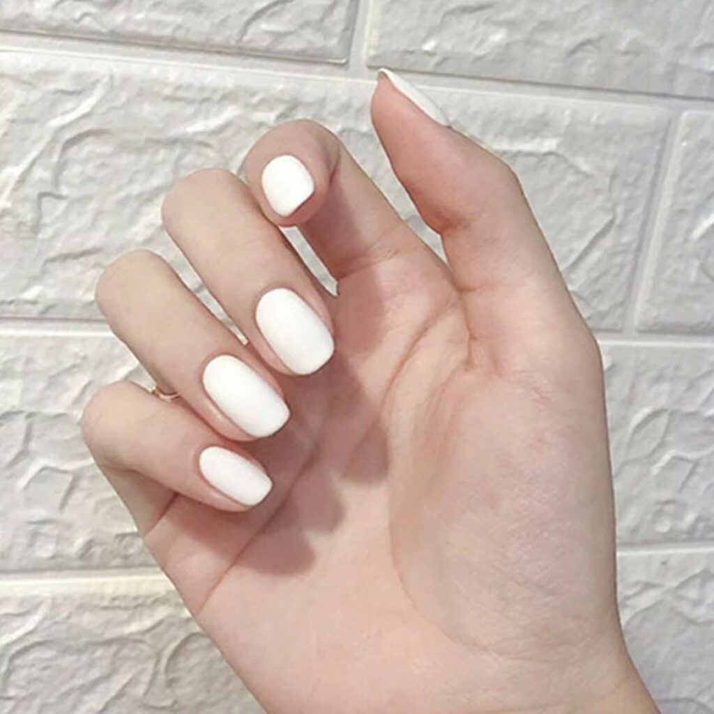 Oval White Nails