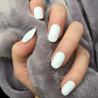 Oval White Nails