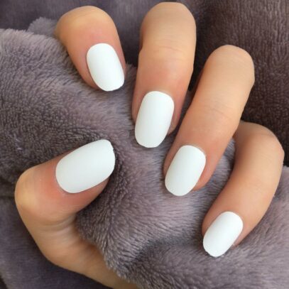Oval White Nails