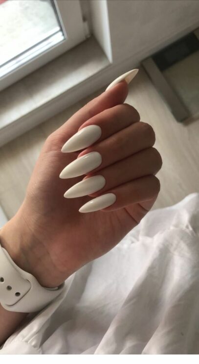 Oval White Nails