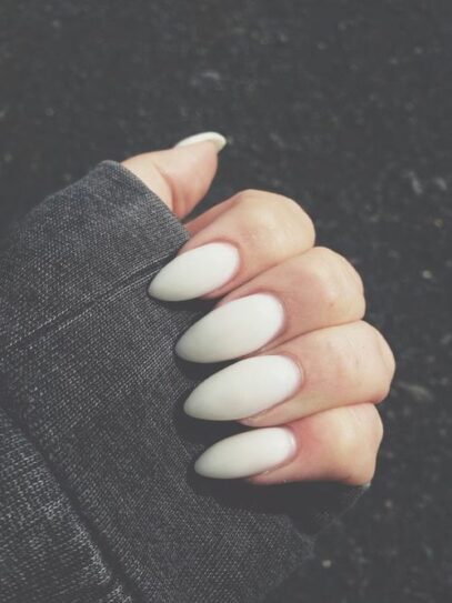 Oval White Nails