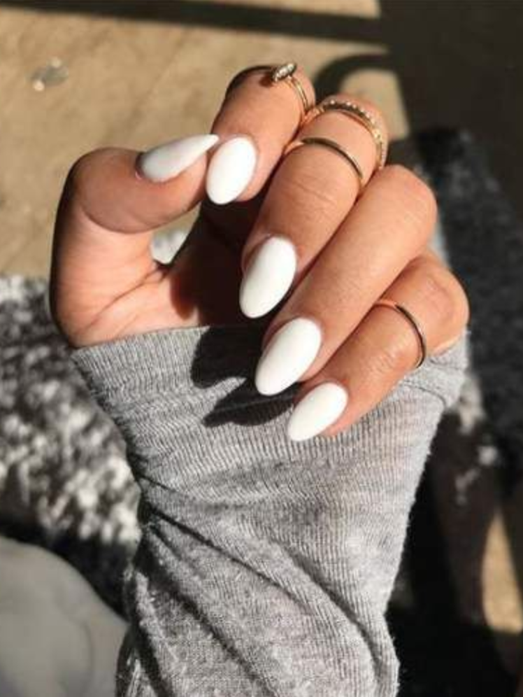 Oval White Nails