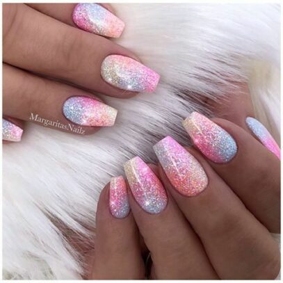 Pastel Glitter Nails