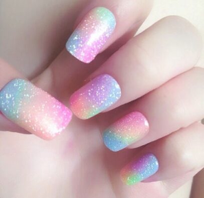Pastel Glitter Nails