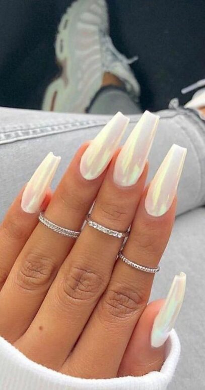 Pearl White Nails