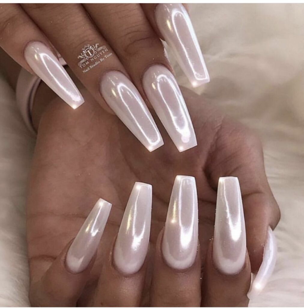 Pearl White Nails