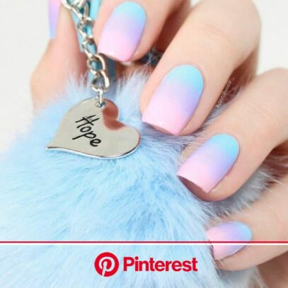Pink And Blue Ombre Nails