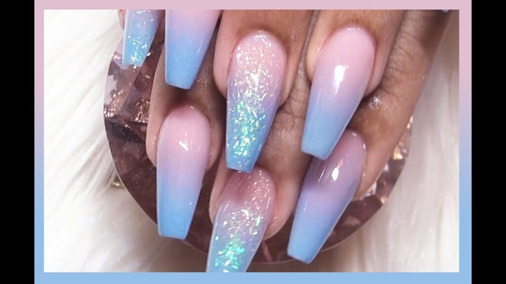 Pink And Blue Ombre Nails