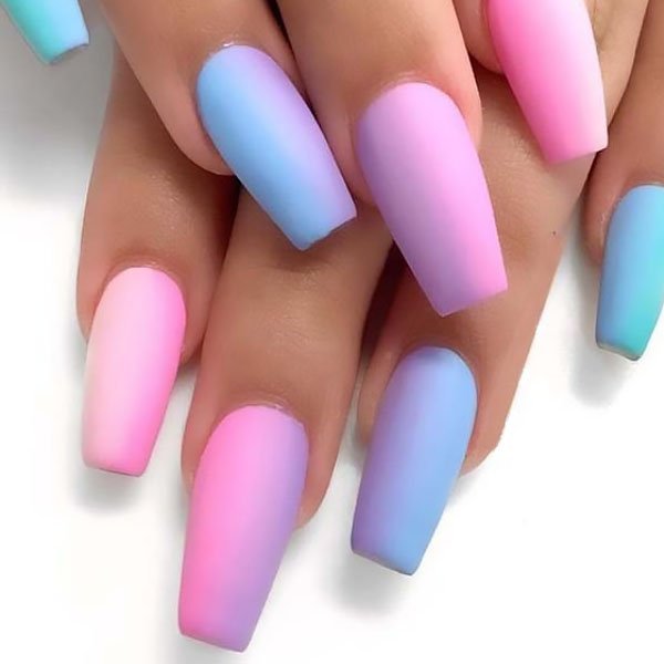 Pink And Blue Ombre Nails