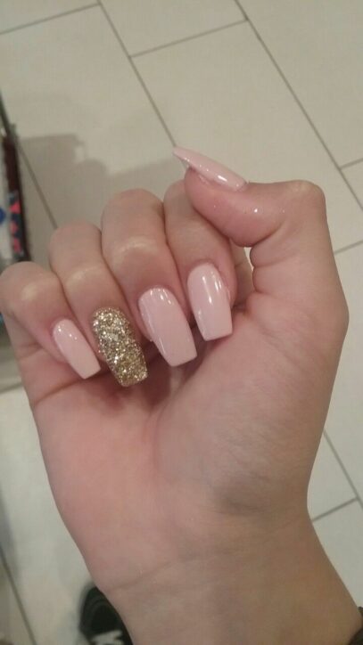 Pink And Gold Glitter Nails