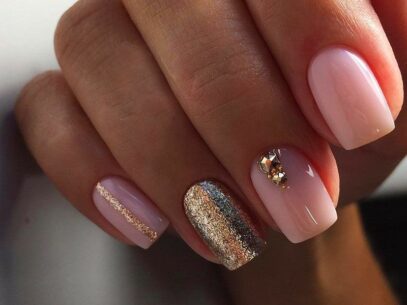 Pink And Gold Glitter Nails