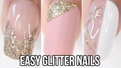 Pink And Gold Glitter Nails