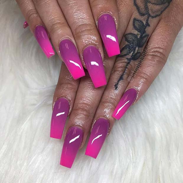 Pink And Purple Ombre Nails
