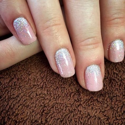Pink And Silver Glitter Nails