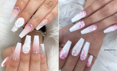 Pink And White Nails