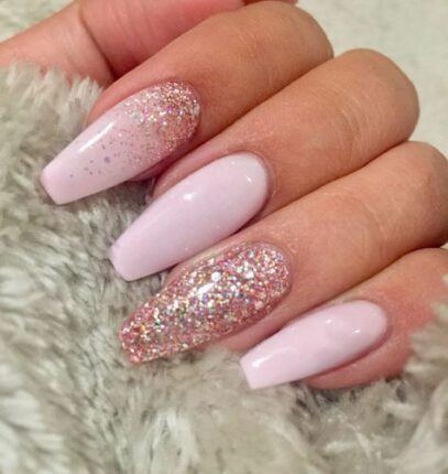 Pink Glitter Nails