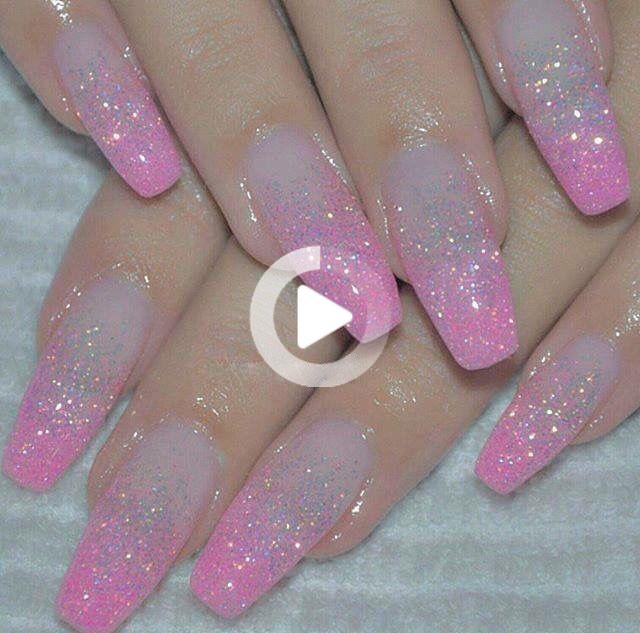 Pink Glitter Nails